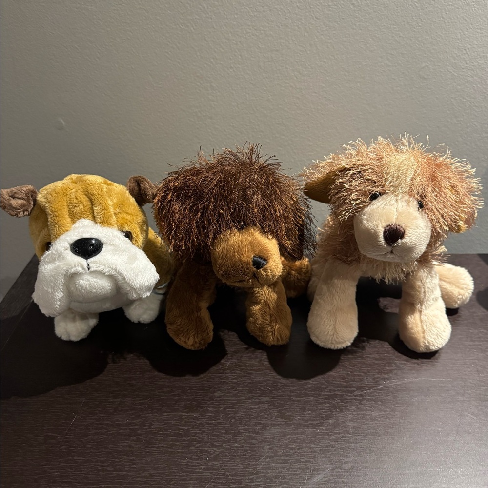 Webkinz Ganz Plush Dog Lot 3 Bull Dog, Brown Dog And Cocker Spaniel No Code